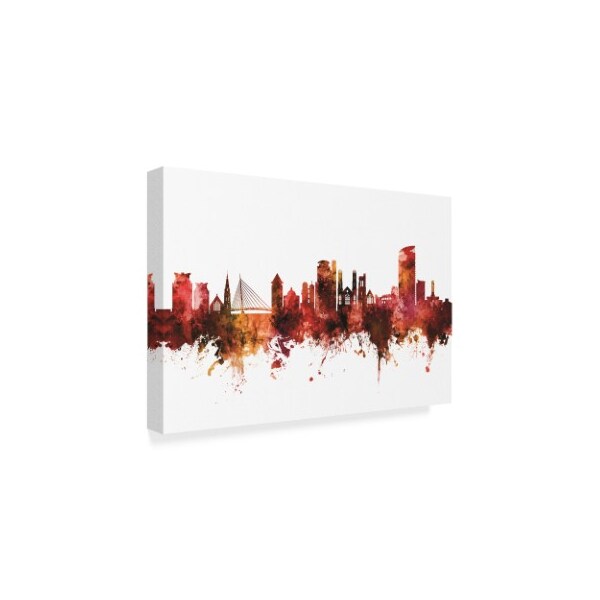 Michael Tompsett 'Swansea Wales Skyline Red' Canvas Art,16x24